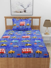 MORADO Premium Glace Cotton Single Bedsheet with 1 King Size Pillow Cover (60x90 Inches)