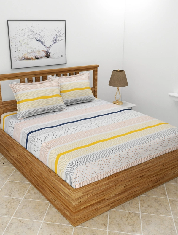 MORADO Premium Glace Cotton Double King Bedsheet with 2 King Size Pillow Covers (108x108 Inches)