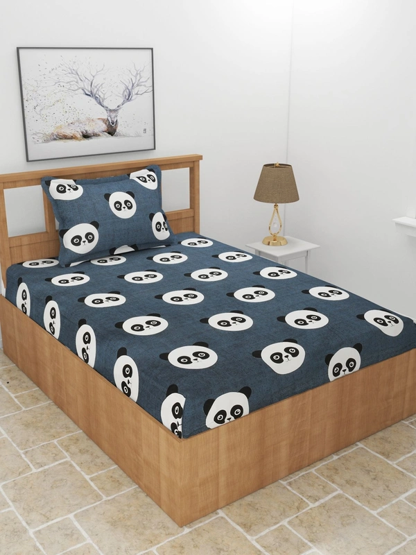 MORADO Premium Glace Cotton Single Bedsheet with 1 King Size Pillow Cover (60x90 Inches)