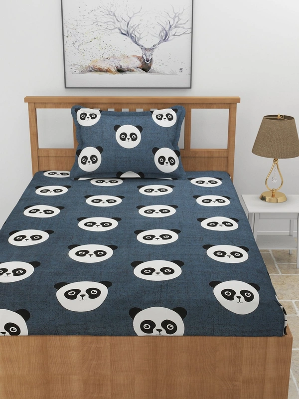 MORADO Premium Glace Cotton Single Bedsheet with 1 King Size Pillow Cover (60x90 Inches)