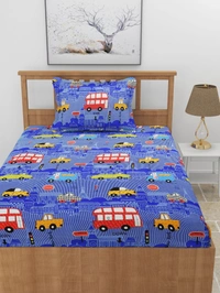 MORADO Premium Glace Cotton Single Bedsheet with 1 King Size Pillow Cover (60x90 Inches)