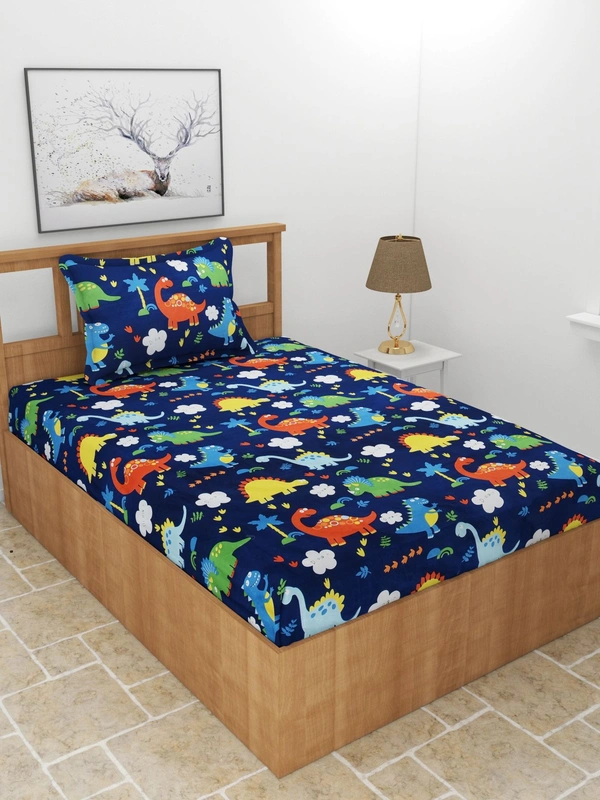 MORADO Premium Glace Cotton Single Bedsheet with 1 King Size Pillow Cover (60x90 Inches)