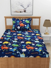 MORADO Premium Glace Cotton Single Bedsheet with 1 King Size Pillow Cover (60x90 Inches)