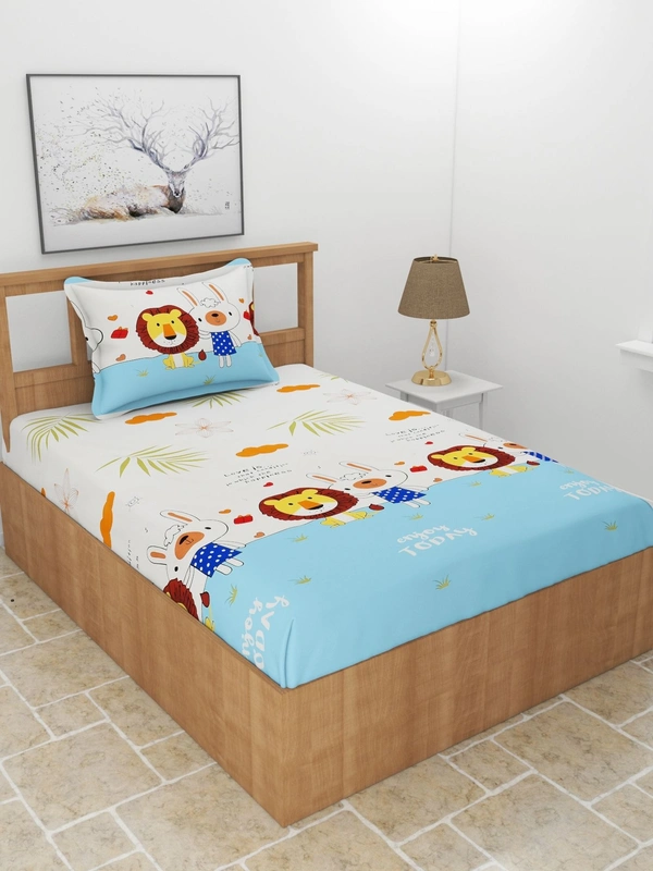 MORADO Premium Glace Cotton Single Bedsheet with 1 King Size Pillow Cover (60x90 Inches)