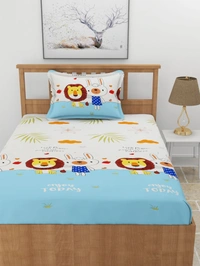 MORADO Premium Glace Cotton Single Bedsheet with 1 King Size Pillow Cover (60x90 Inches)