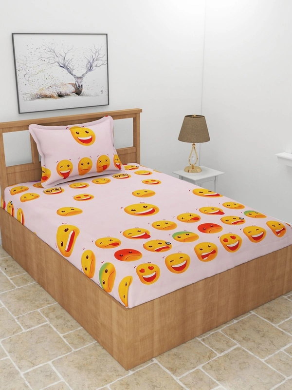 MORADO Premium Glace Cotton Single Bedsheet with 1 Pillow Cover (60x90 Inches)