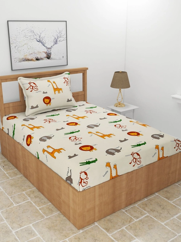 MORADO Premium Glace Cotton Single Bedsheet with 1 King Size Pillow Cover (60x90 Inches)