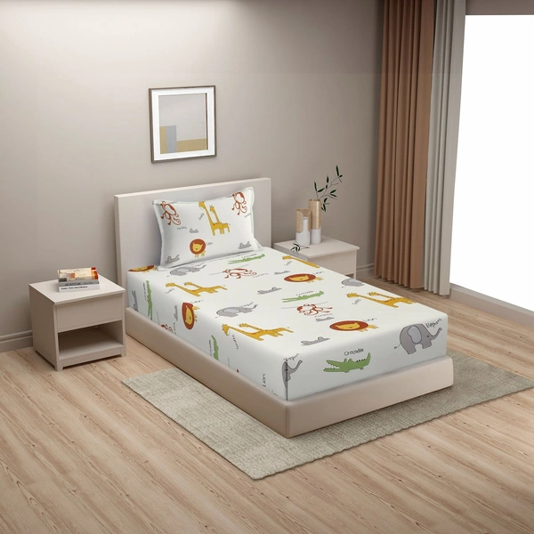 MORADO Premium Glace Cotton Single Bedsheet with 1 King Size Pillow Cover (60x90 Inches)