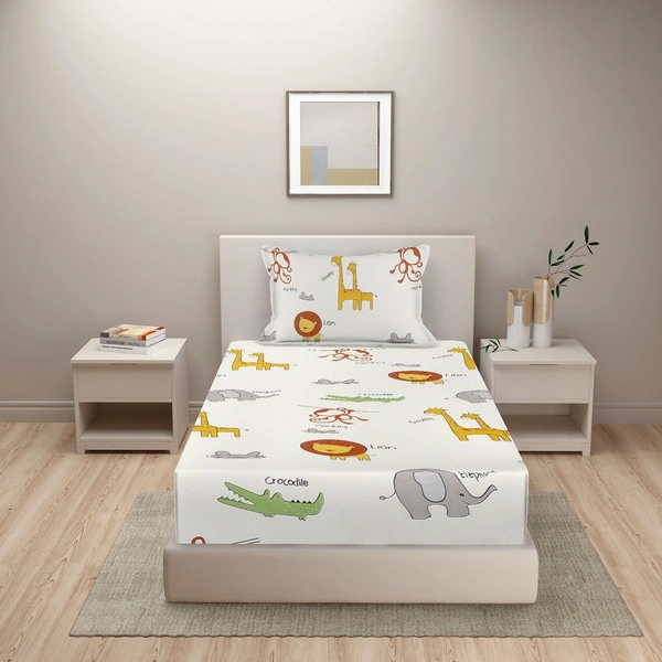 MORADO Premium Glace Cotton Single Bedsheet with 1 King Size Pillow Cover (60x90 Inches)