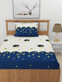 MORADO Premium Glace Cotton Elastic Fitted Single Bedsheet with 1 Pillow Cover (36x72x8 Inches)