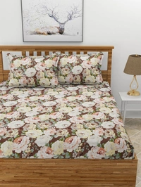 MORADO Premium Glace Cotton Double King Bedsheet with 2 King Size Pillow Covers (108x108 Inches)