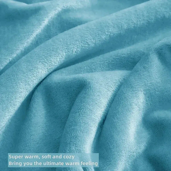 MORADO 190 GSM Flannel Super Soft Warm Double Blanket for Winters - 90x90 Inches, Aqua - Aqua