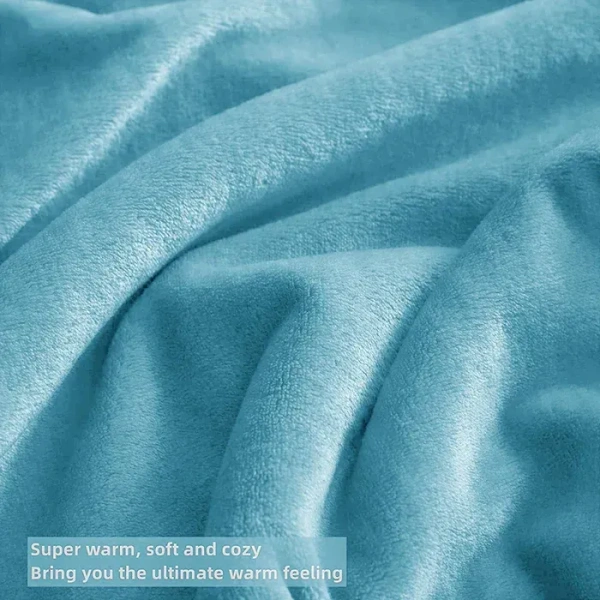 MORADO 190 GSM Flannel Super Soft Warm Double Blanket for Winters - 90x90 Inches, Aqua - 90x90 Inches, Aqua