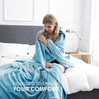 MORADO 190 GSM Flannel Super Soft Warm Double Blanket for Winters - 90x90 Inches, Aqua - 90x90 Inches, Aqua