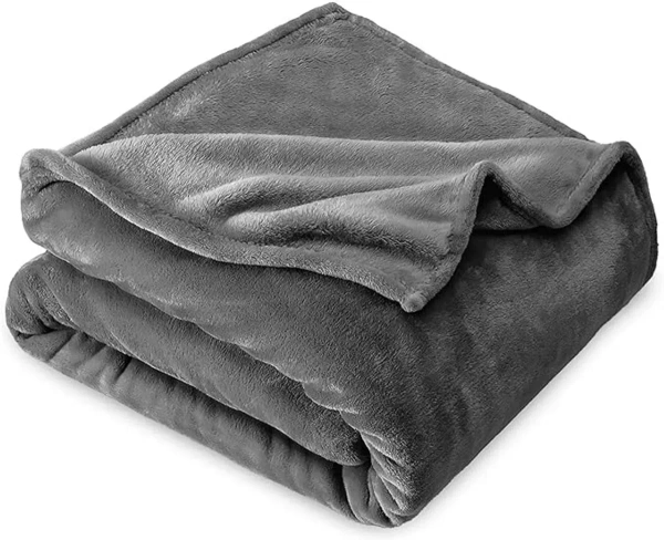 MORADO 190 GSM Flannel Super Soft Warm Double Blanket for Winters - 90x90 Inches, Grey - Gray