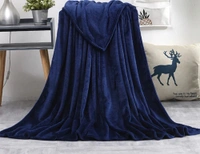 MORADO 190 GSM Flannel Super Soft Warm Double Blanket for Winters - 90x90 Inches, Navy Blue - 90x90 Inches, Navy Blue