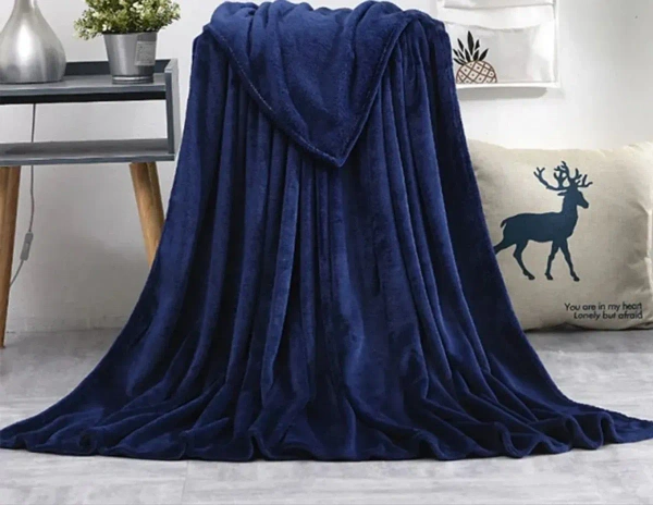 MORADO 190 GSM Flannel Super Soft Warm Double Blanket for Winters - 90x90 Inches,Navy Blue - Navy Blue