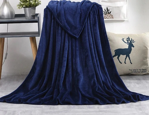 MORADO 190 GSM Flannel Super Soft Warm Single Blanket for Winters - 60x90 Inches, Navy Blue - 60x90 Inches, Navy Blue