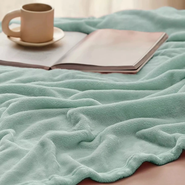 MORADO 190 GSM Flannel Super Soft Warm Double Blanket for Winters - 90x90 Inches, Sea Green - 90x90 Inches, Sea Green