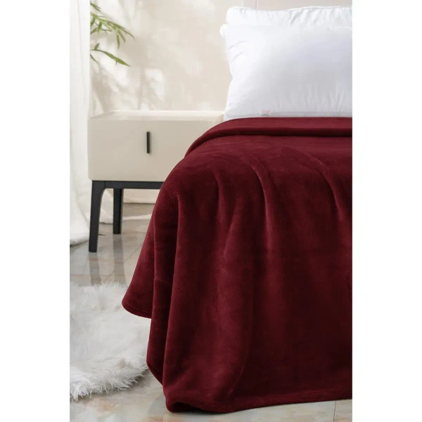 MORADO 190 GSM Flannel Super Soft Warm Double Blanket for Winters - 90x90 Inches, Mehroon - Mocha