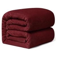 MORADO 190 GSM Flannel Super Soft Warm Double Blanket for Winters - 90x90 Inches, Mehroon - Mocha