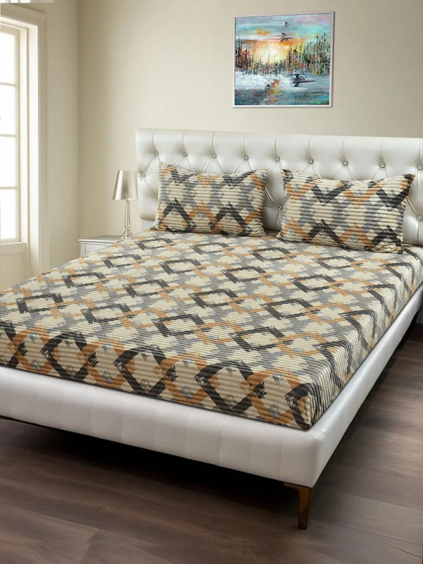 MORADO 190 GSM Flannel Super Soft Warm Elastic Fitted Double Bed Bedsheet with 2 Pillow Covers for Winters - 72x78x8 Inches, Off White - 72x78x8 Inches, Off White