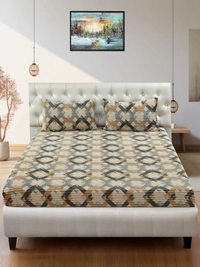 MORADO 190 GSM Flannel Super Soft Warm Elastic Fitted Double Bed Bedsheet with 2 Pillow Covers for Winters - 72x78x8 Inches, Off White - 72x78x8 Inches, Off White