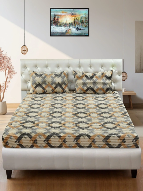 MORADO 190 GSM Flannel Super Soft Warm Elastic Fitted Double Bed Bedsheet with 2 Pillow Covers for Winters - 72x78x8 Inches, Off White - 72x78x8 Inches, Off White