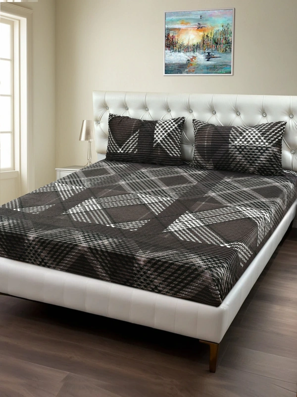 MORADO 190 GSM Flannel Super Soft Warm Elastic Fitted Double Bed Bedsheet with 2 Pillow Covers for Winters - 72x78x8 Inches, Grey - 72x78x8 Inches, Grey