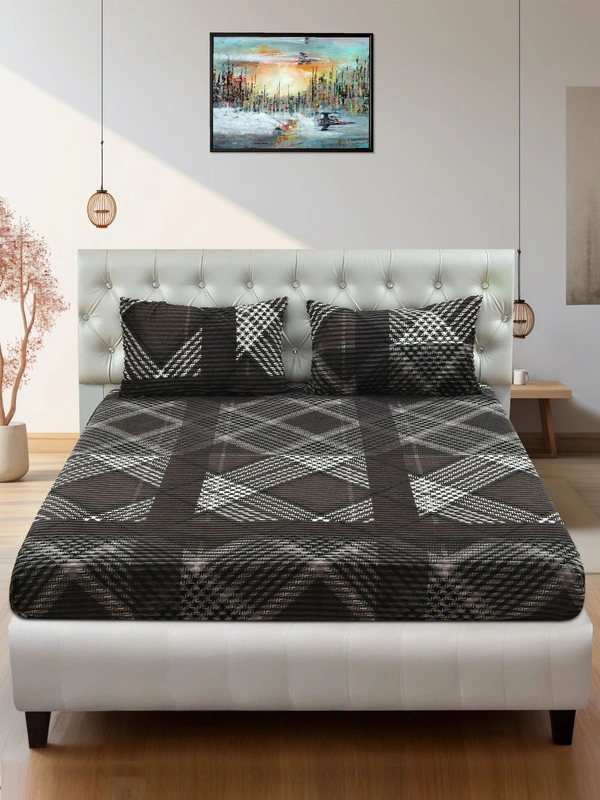 MORADO 190 GSM Flannel Super Soft Warm Elastic Fitted Double Bed Bedsheet with 2 Pillow Covers for Winters - 72x78x8 Inches, Grey - 72x78x8 Inches, Grey