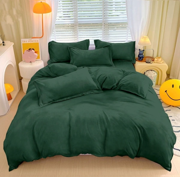 MORADO 190 GSM Flannel Super Soft Warm Elastic Fitted Double Bed Bedsheet with 2 Pillow Covers for Winters - 72x78x8 Inches, Olive Green - 72x78x8 Inches, Olive Green