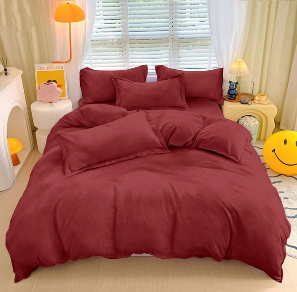 MORADO 190 GSM Flannel Super Soft Warm Elastic Fitted Double Bed Bedsheet with 2 Pillow Covers for Winters - 72x78x8 Inches, Vintage Maroon - 72x78x8 Inches, Vintage Maroon