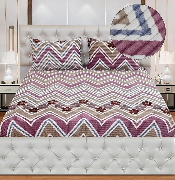 MORADO 190 GSM Flannel Super Soft Warm Elastic Fitted Double Bed Bedsheet with 2 Pillow Covers for Winters - 72x78x8 Inches, White - 72x78x8 Inches, White