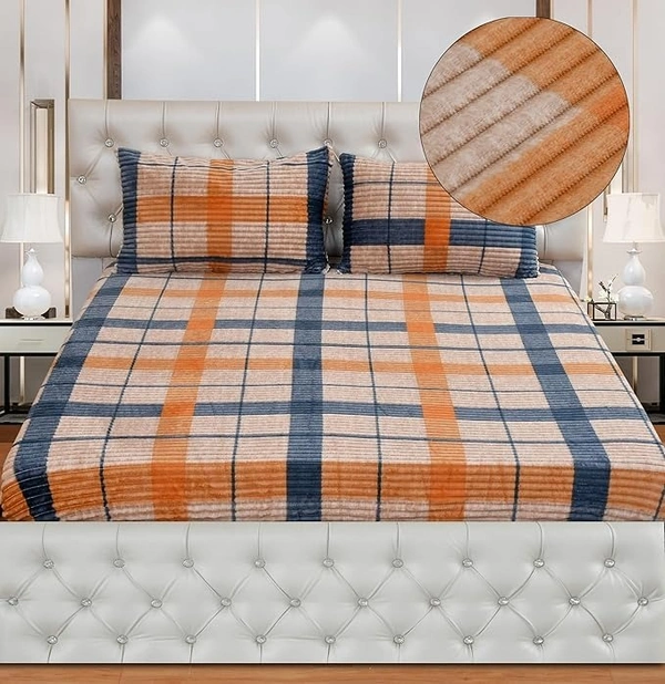 MORADO 190 GSM Flannel Super Soft Warm Elastic Fitted Single Bed Bedsheet with 1 Pillow Covers for Winters - 36x72x8 Inches, Mustard - 36x72x8 Inches, Ochre