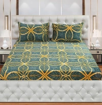 MORADO 190 GSM Flannel Super Soft Warm Elastic Fitted Double Bed Bedsheet with 2 Pillow Covers for Winters - 72x78x8 Inches, Teal - 72x78x8 Inches, Teal