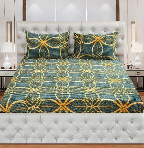 MORADO 190 GSM Flannel Super Soft Warm Elastic Fitted Double Bed Bedsheet with 2 Pillow Covers for Winters - 72x78x8 Inches, Teal - 72x78x8 Inches, Teal