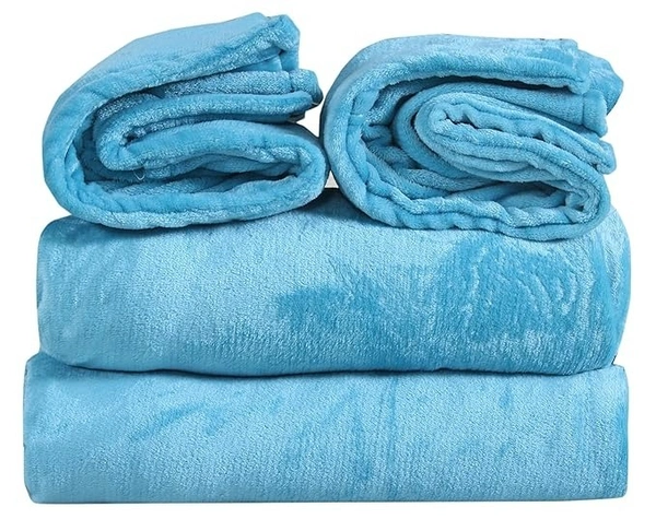 MORADO 190 GSM Flannel Super Soft Warm Elastic Fitted Double Bed Bedsheet with 2 Pillow Covers for Winters - 72x78x8 Inches, Aqua - 72x78x8 Inches, Aqua