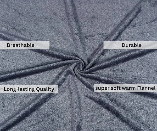 MORADO 190 GSM Flannel Super Soft Warm Double Bed Bedsheet with 2 Pillow Covers for Winters - 90x100 Inches, Cadet Grey - 90x100 Inches, Cadet Grey