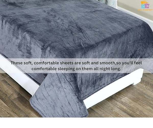 MORADO 190 GSM Flannel Super Soft Warm Single Bed Bedsheet with 1 Pillow Covers for Winters - 60x90 Inches, Cadet Grey - 60x90 Inches, Cadet Grey