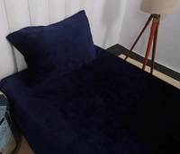 MORADO 190 GSM Flannel Super Soft Warm Single Bed Bedsheet with 1 Pillow Covers for Winters - 60x90 Inches, Navy Blue - 60x90 Inches, Navy Blue