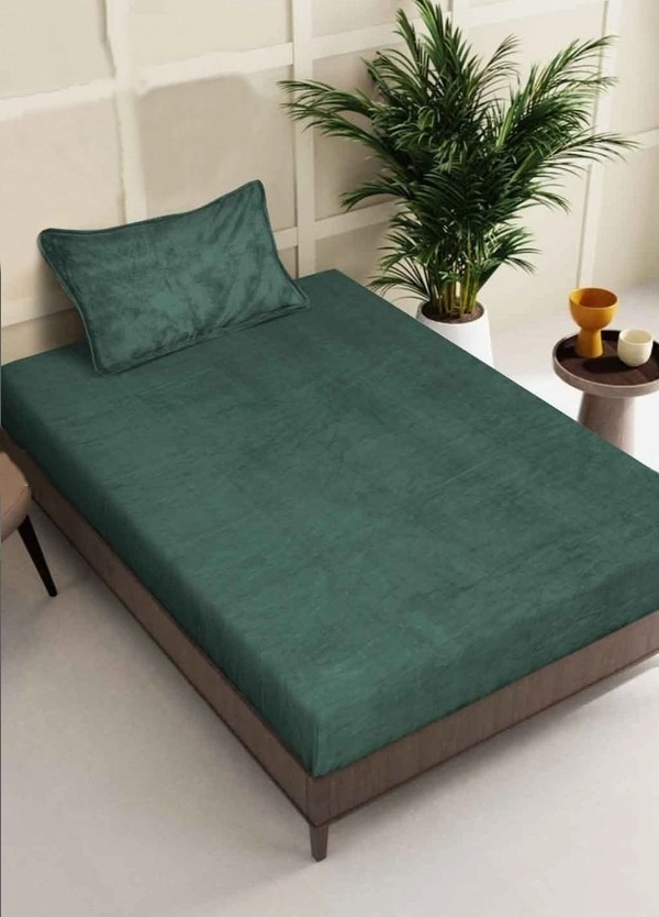 MORADO 190 GSM Flannel Super Soft Warm Single Bed Bedsheet with 1 Pillow Covers for Winters - 60x90 Inches, Olive Green - 60x90 Inches, Olive Green