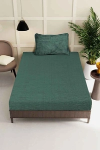 MORADO 190 GSM Flannel Super Soft Warm Single Bed Bedsheet with 1 Pillow Covers for Winters - 60x90 Inches, Olive Green - 60x90 Inches, Olive Green