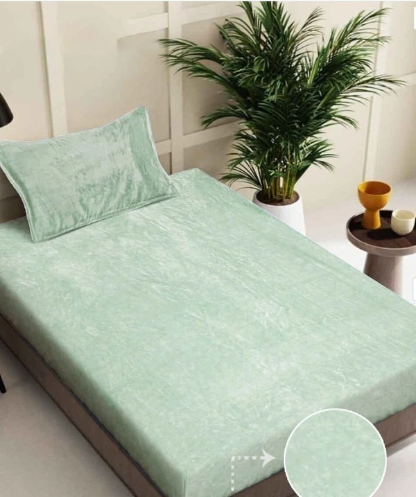 MORADO 190 GSM Flannel Super Soft Warm Single Bed Bedsheet with 1 Pillow Covers for Winters - 60x90 Inches, Sea Green - 60x90 Inches, Sea Green