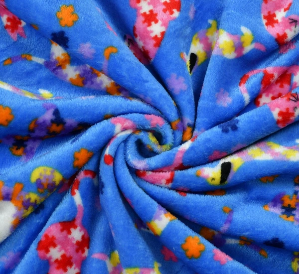 MORADO 190 GSM Flannel Super Soft Warm Double Bed Cartoon Print Quilt Cover/Duvet Cover/Rajai Cover/Blanket Cover for Winters with Zipper -90x100 Inches, Blue - 90x100 Inches, Blue