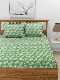 MORADO 190 GSM Flannel Super Soft Warm Double Bed Cartoon Print Bedsheet with 2 Pillow Covers for Winters - 90x100 Inches, Light Green - 90x100 Inches, Light Green