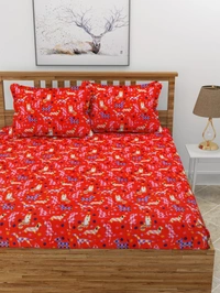 MORADO 190 GSM Flannel Super Soft Warm Elastic Fitted Double Bed Cartoon Print Bedsheet with 2 Pillow Covers for Winters - 72x78x8 Inches, Multi Color - 72x78x8 Inches, Multi colour