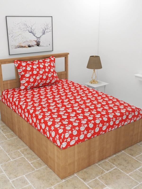 MORADO 190 GSM Flannel Super Soft Warm Single Bed Cartoon Print Bedsheet with 1 Pillow Covers for Winters - 60x90 Inches, Red - 60x90 Inches, Red