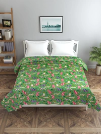 MORADO 190 GSM Flannel Super Soft Warm Double Bed Cartoon Print Quilt Cover/Duvet Cover/Rajai Cover/Blanket Cover for Winters with Zipper -90x100 Inches, Green - 90x100 Inches, Green