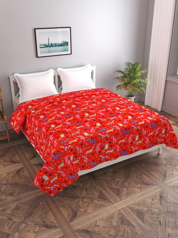 MORADO 190 GSM Flannel Super Soft Warm Double Bed Cartoon Print Quilt Cover/Duvet Cover/Rajai Cover/Blanket Cover for Winters with Zipper -90x100 Inches, Multi Color - 90x100 Inches, Multi Color