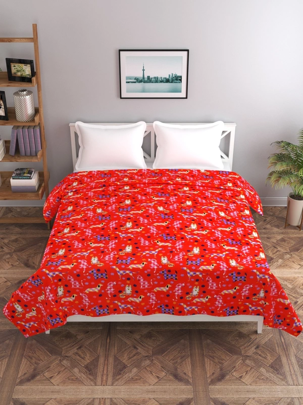 MORADO 190 GSM Flannel Super Soft Warm Double Bed Cartoon Print Quilt Cover/Duvet Cover/Rajai Cover/Blanket Cover for Winters with Zipper -90x100 Inches, Multi Color - 90x100 Inches, Multi Color